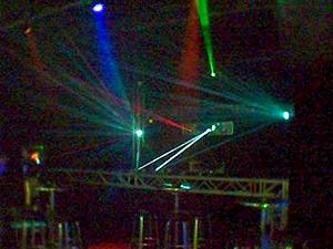 Lichtshow am Messestand Musikmesse